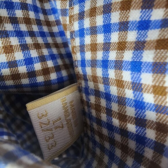 Michael Michael Kors Micro Check Button Front Shirt Men's Size‎ 17 32/33 - Picture 4 of 9